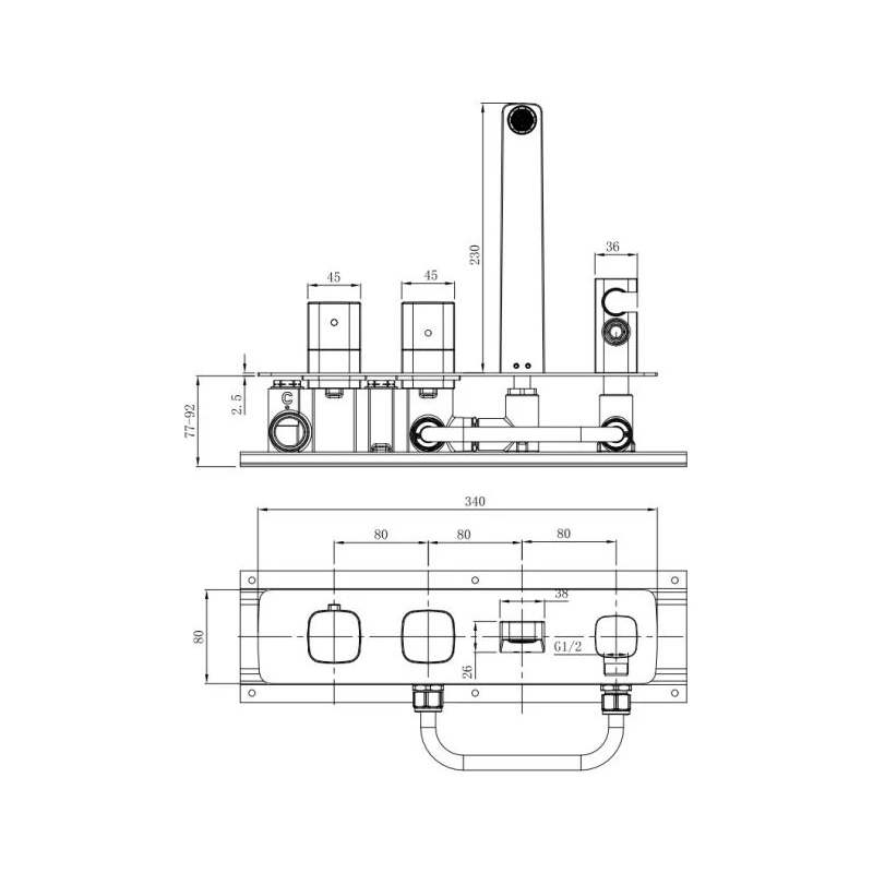 RAK Petit Square Wall Thermostatic Bath Shower Mixer Matt Black 3 RAK Petit Square Wall Thermostatic Bath Shower Mixer Matt Black - Image 2