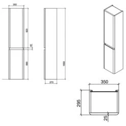RAK Resort 35x165cm Tall Storage Unit Matt Denim Blue -Home Furnishings rak rakrsttsu35604 2