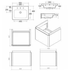 RAK Resort 55cm Single Drawer Basin Unit Matt Stone -Home Furnishings rak rakrstwbu55601 2