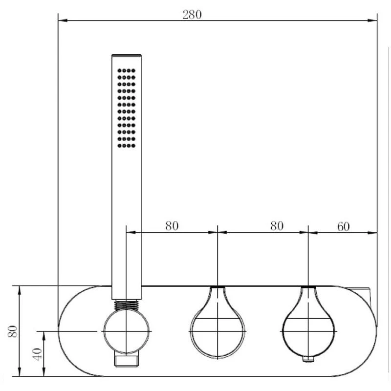 RAK Sorrento Dual Outlet Shower Valve With Handset Matt Black 4 RAK Sorrento Dual Outlet Shower Valve With Handset Matt Black - Image 2