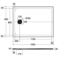 RAK Feeling Rectangular Shower Tray 1200x900mm Solid Greige 5 RAK Feeling Rectangular Shower Tray 1200x900mm Solid Greige -Home Furnishings rak rfst090120s505 2