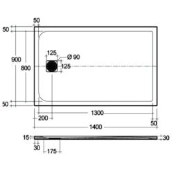 RAK Feeling Rectangular Shower Tray 1400x900mm Solid Cappuccino -Home Furnishings rak rfst090140s514 2