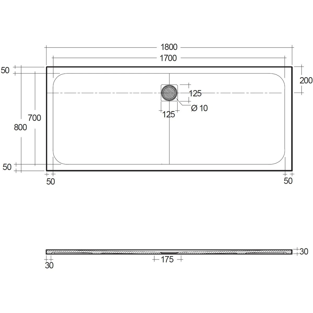 RAK Feeling 1800x800mm Shower Tray Black 4 RAK Feeling 1800x800mm Shower Tray Black - Image 2