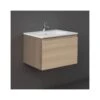 RAK Uno 1 Drawer 600mm Wall Vanity Unit & Basin Scandinavian Oak -Home Furnishings rak unowh060sok joydi06101wh
