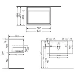 RAK Uno 1 Drawer 600mm Wall Vanity Unit & Basin Scandinavian Oak -Home Furnishings rak unowh060sok joydi06101wh 4