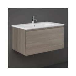 RAK Uno 1 Drawer 800mm Wall Vanity Unit & Basin Grey Elm