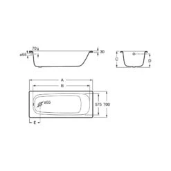 Roca Contesa Steel Bath 1500x700mm No Taphole No Grips 5 Roca Contesa Steel Bath 1500x700mm No Taphole No Grips -Home Furnishings roca 2360k0000 2