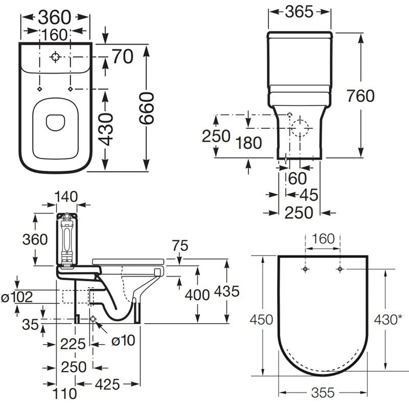 Roca Dama-N Close Coupled Toilet With Push Button Cistern & Standard Seat 6 Roca Dama-N Close Coupled Toilet With Push Button Cistern & Standard Seat - Image 4
