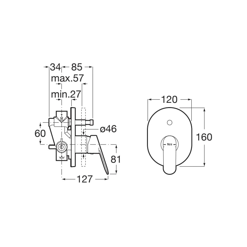 Roca Alfa Built In Bath Shower Mixer 4 Roca Alfa Built In Bath Shower Mixer - Image 2