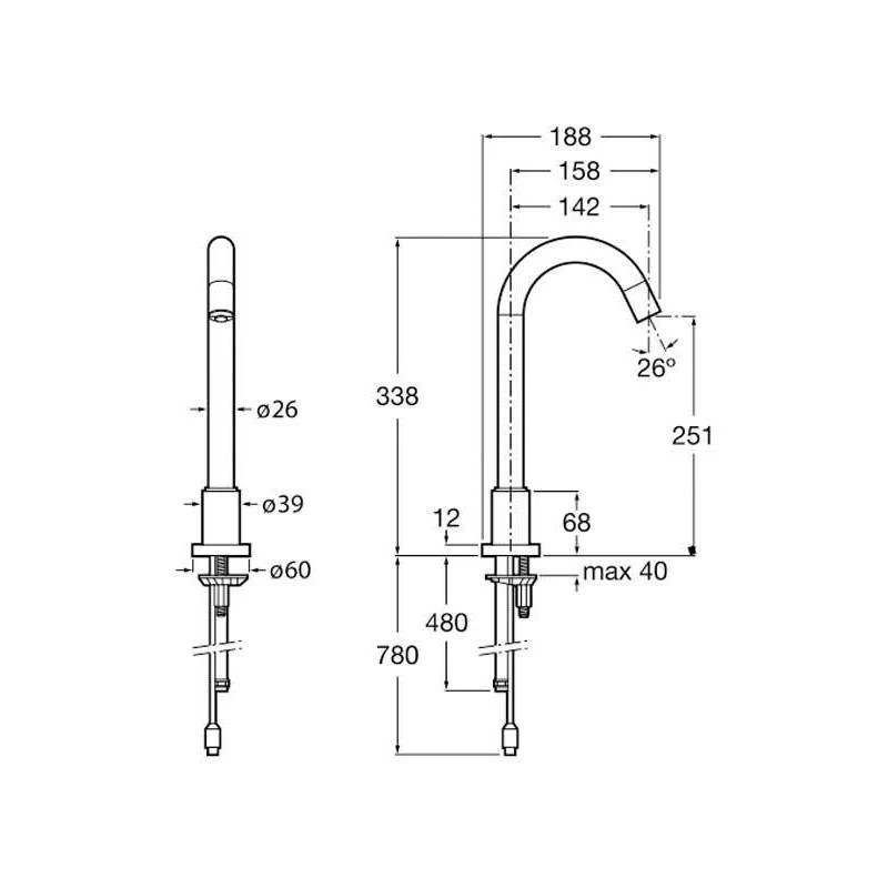 Roca Loft-E Extended Sensor Tap, Battery 4 Roca Loft-E Extended Sensor Tap, Battery - Image 2