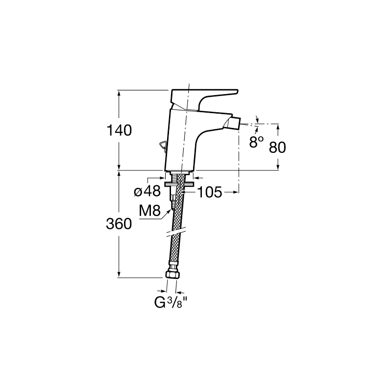 Roca Atlas Bidet Mixer With Chain Connector 4 Roca Atlas Bidet Mixer With Chain Connector - Image 2
