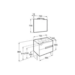 Roca Victoria-N Pack 700mm Unit, Basin, Light & Mirror Grey -Home Furnishings roca 855843153 3