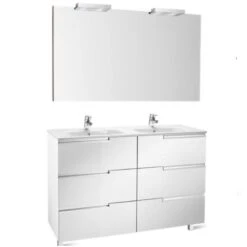 Roca Victoria-N Pack 1200mm 3 Drawer Unit, Light & Mirror White