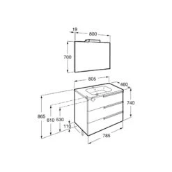 Roca Victoria-N Pack 800mm 3 Drawer Unit, Light & Mirror Grey -Home Furnishings roca 855847153 3