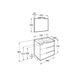 Roca Victoria-N Pack 700mm 3 Drawer Unit, Mirror & Light Grey -Home Furnishings roca 855848153 3