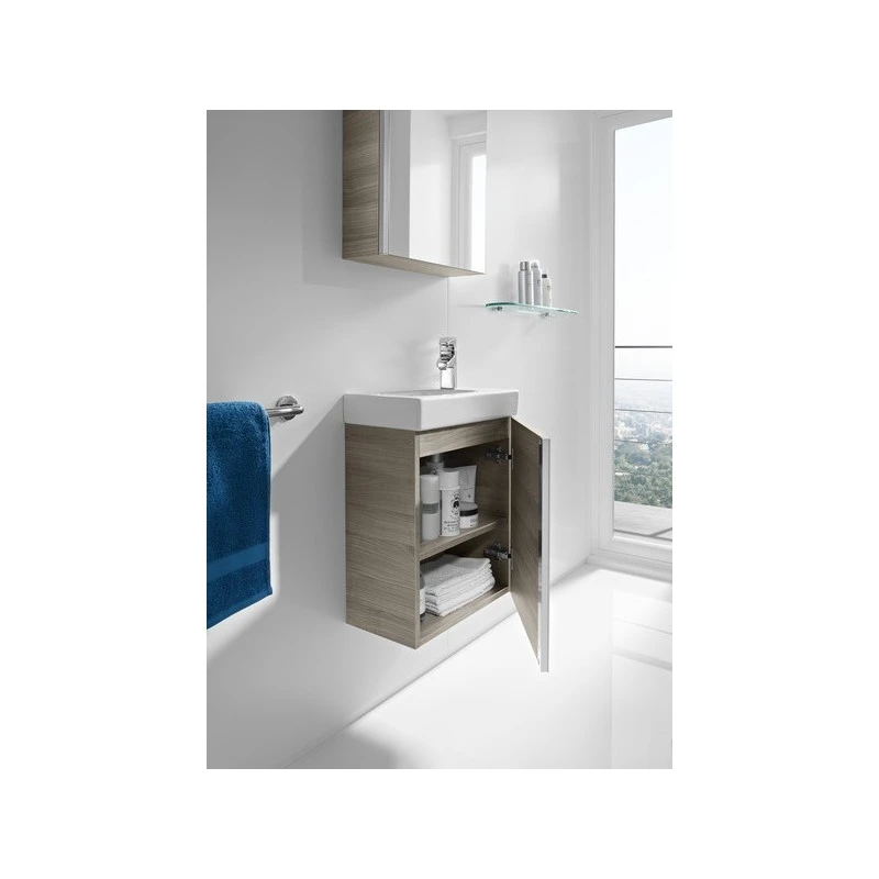 Roca Mini Pack Basin & Base Unit 450mm & Mirrored Cabinet Oak 5 Roca Mini Pack Basin & Base Unit 450mm & Mirrored Cabinet Oak - Image 3