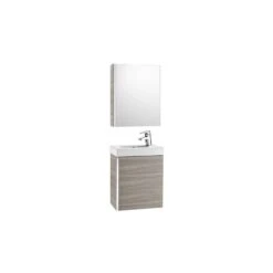 Roca Mini Pack Basin & Base Unit 450mm & Mirrored Cabinet Grey