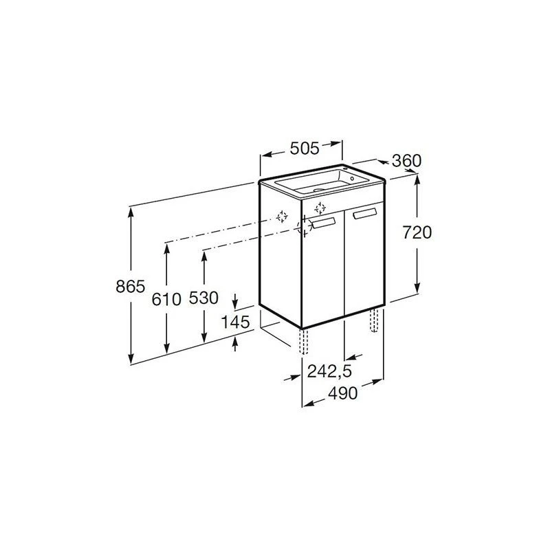 Roca Debba Compact Unik 500mm 2 Door Base Unit & Basin Oak 4 Roca Debba Compact Unik 500mm 2 Door Base Unit & Basin Oak - Image 2