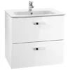 Roca Victoria 600mm Gloss White 2 Drawer Vanity Unit & Square Basin -Home Furnishings roca 856575806 32799