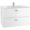 Roca Victoria 800mm Gloss White 2 Drawer Vanity Unit & Square Basin -Home Furnishings roca 856576806 32799c000