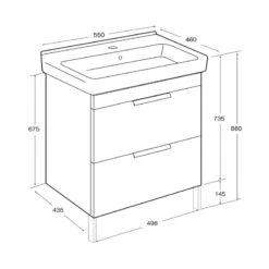 Roca Dama-N Wall Hung 2 Drawer 550mm Unit & Basin Matt Cashmere -Home Furnishings roca 856605400 327786000 3