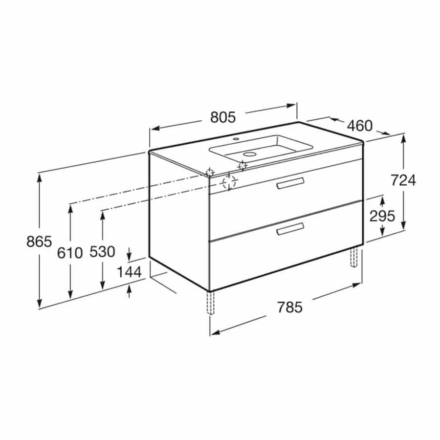 Roca Debba Wall Hung 2 Drawer Basin Unit 80cm Wenge 4 Roca Debba Wall Hung 2 Drawer Basin Unit 80cm Wenge - Image 2