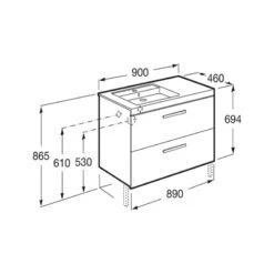 Roca Prisma Wall Hung 2 Drawer 900mm Unit & LH Basin Gloss White -Home Furnishings roca 856883806 327544000 3