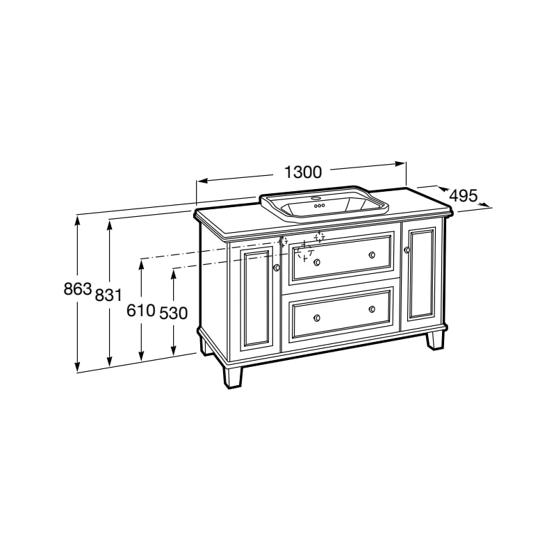 Roca Carmen 1300mm Unit With Drawers & Doors Anthracite Satin 4 Roca Carmen 1300mm Unit With Drawers & Doors Anthracite Satin - Image 2
