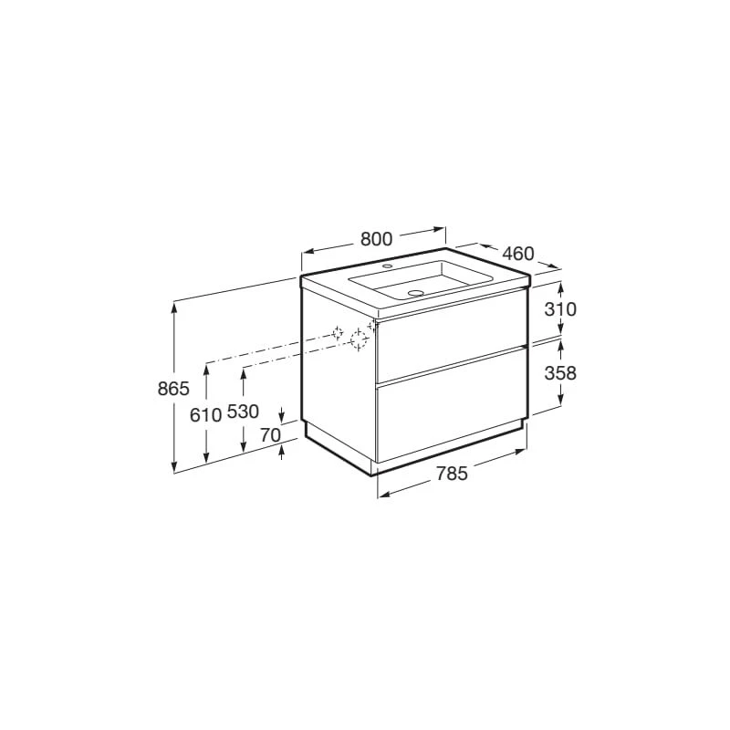 Roca Lander 800mm City Oak Floor Vanity Unit & Basin 4 Roca Lander 800mm City Oak Floor Vanity Unit & Basin - Image 2