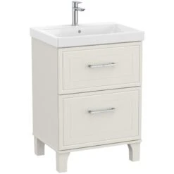 Roca Romea 600mm 2 Drawer Matte White Floor Vanity Unit & Basin