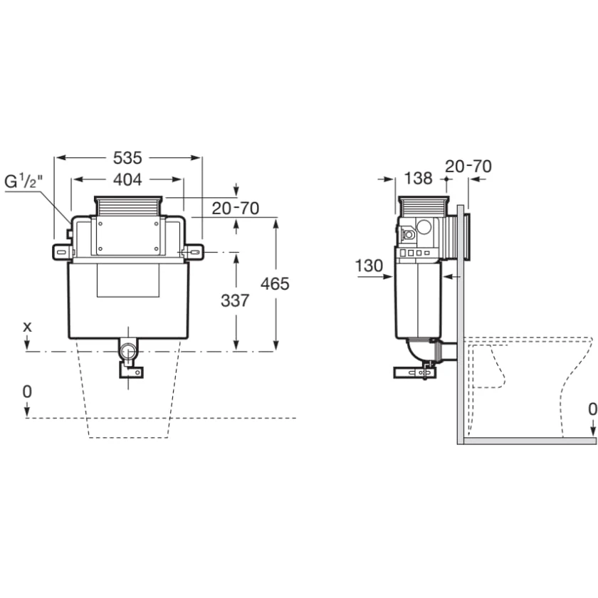Roca Basic Tank L 820mm Concealed Cistern 4 Roca Basic Tank L 820mm Concealed Cistern - Image 2
