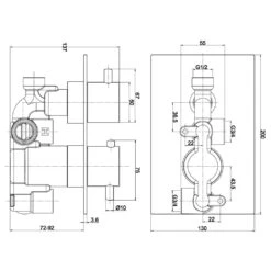 Sagittarius Immortals Leda Concealed 2 Way Shower Valve -Home Furnishings sagittarius led177 2