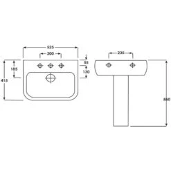 Synergy Venice 520mm 1 Tap Hole Basin -Home Furnishings synergy sy ven01 3