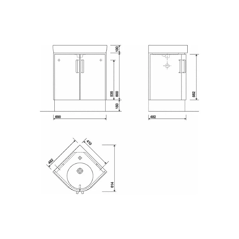 Twyford E200 Plinth For 500 Corner Washbasin Unit Grey 4 Twyford E200 Plinth For 500 Corner Washbasin Unit Grey - Image 2