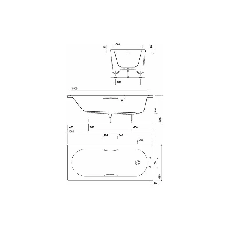 Twyford Opal Bath 1700×700 No Tap No Grip 130L 4 Twyford Opal Bath 1700×700 No Tap No Grip 130L - Image 2