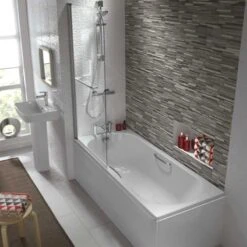 Twyford Opal 1700x700mm Bath 2 Tap Holes Twin Grips Anti Slip