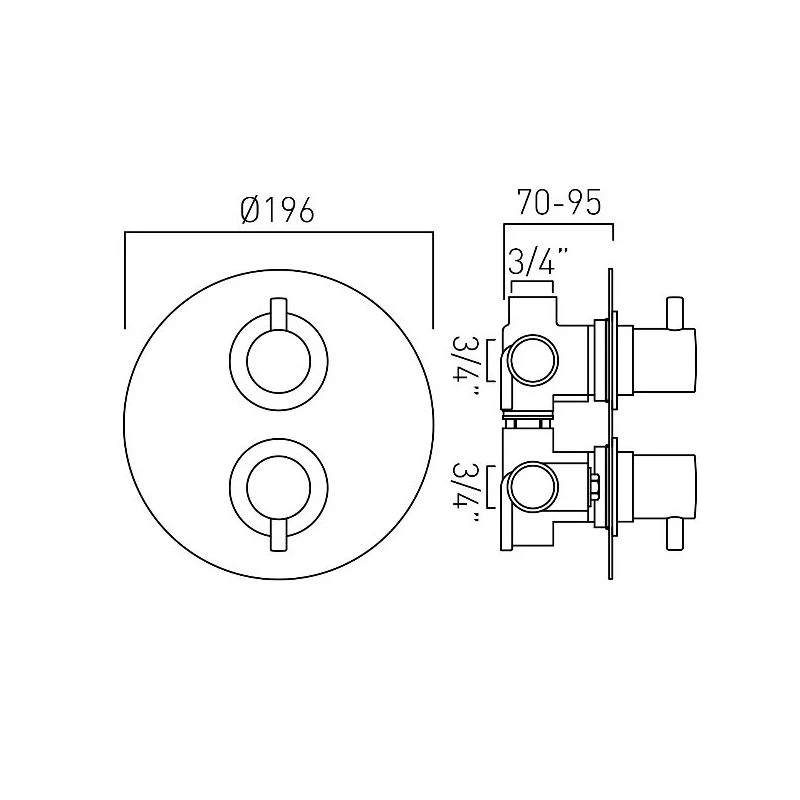 Vado Celsius 3 Outlet 2 Handle Thermostatic Valve 4 Vado Celsius 3 Outlet 2 Handle Thermostatic Valve - Image 2