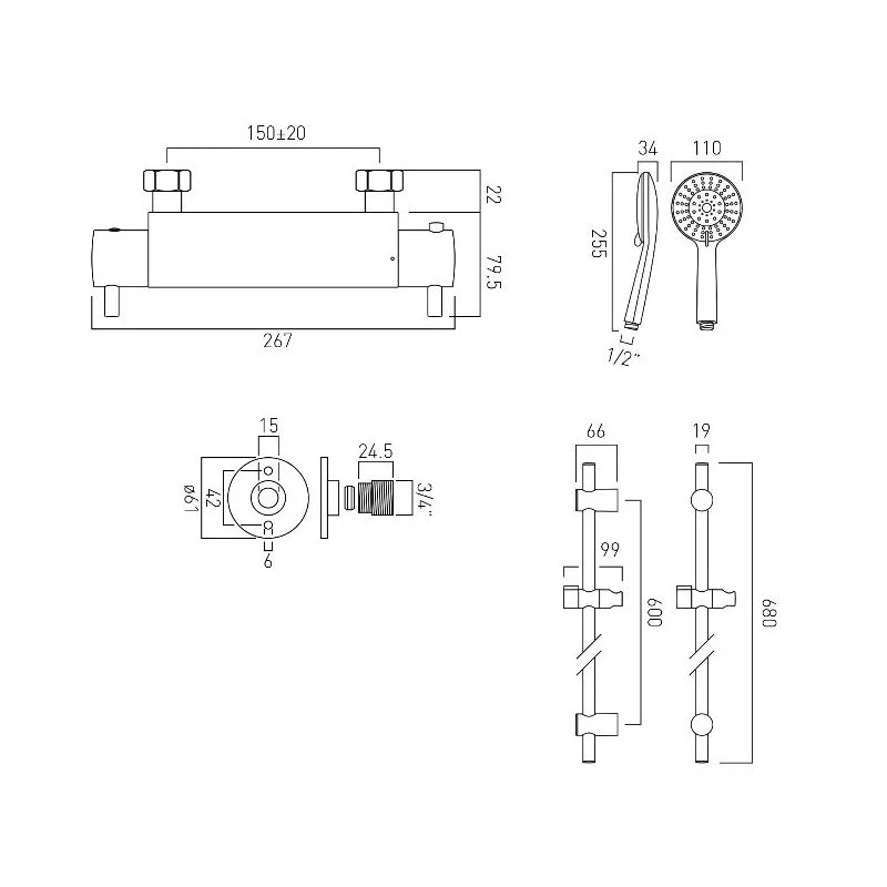 Vado Celsius Exposed Thermostatic Shower Set 4 Vado Celsius Exposed Thermostatic Shower Set - Image 2