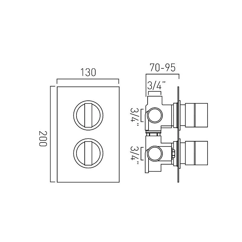Vado Notion 3 Outlet 2 Handle Thermostatic Valve 6 Vado Notion 3 Outlet 2 Handle Thermostatic Valve - Image 4