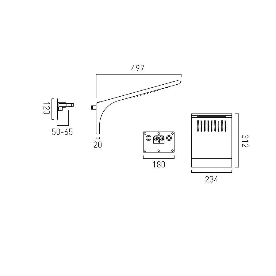 Vado Omika 2 Function Wall Mounted Shower Head 4 Vado Omika 2 Function Wall Mounted Shower Head - Image 2