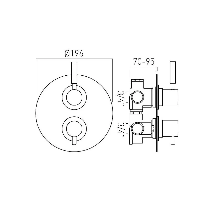 Vado Origins 2 Outlet 2 Handle Thermostatic Valve 4 Vado Origins 2 Outlet 2 Handle Thermostatic Valve - Image 2