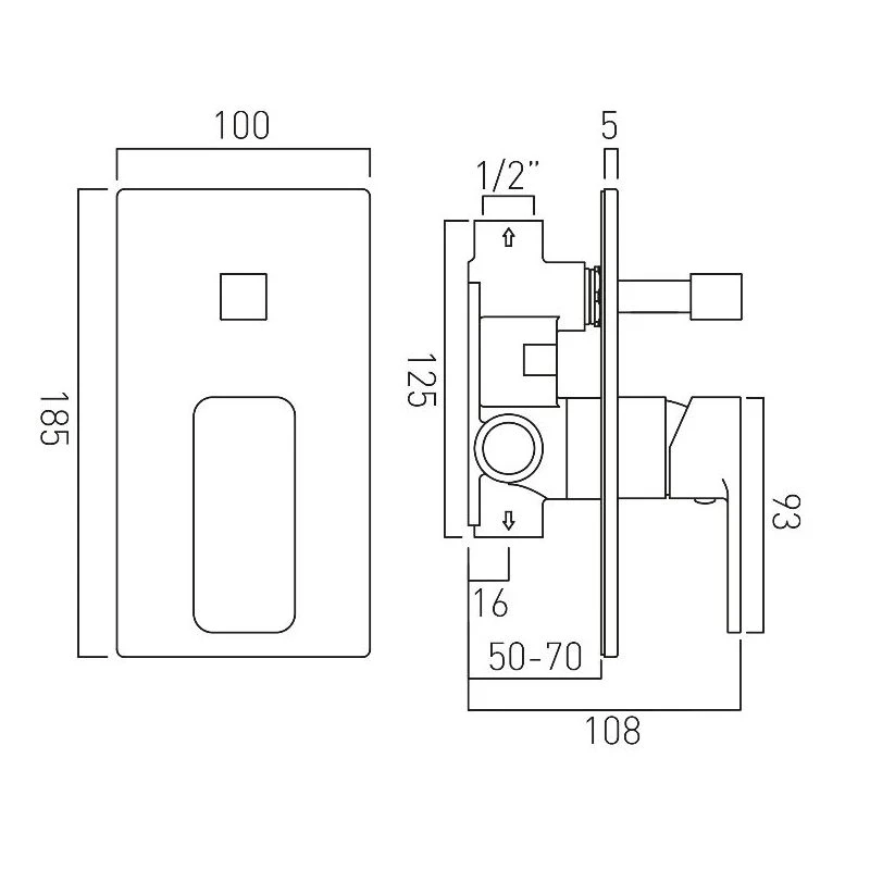 Vado Phase Manual Shower Valve With Diverter 4 Vado Phase Manual Shower Valve With Diverter - Image 2