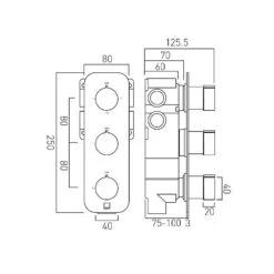 Vado Altitude 3 Outlet 3 Handle Thermostatic Valve With All-Flow -Home Furnishings vado tab 1283 alt cp 4